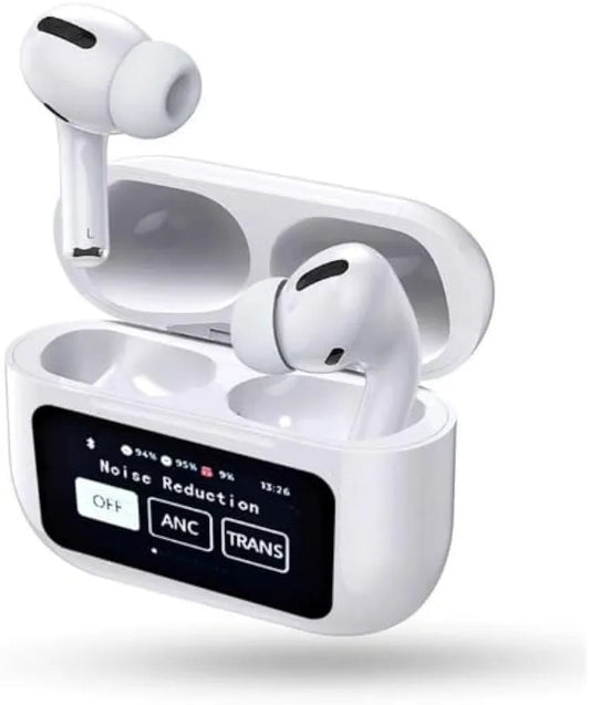 ANC A9 Wireless Earbuds – White | Active Noise Cancellation 🔇 | Bluetooth 5.1 | Deep Bass