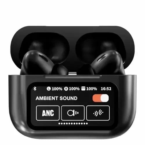 ANC A9 Wireless Earbuds – Black | Active Noise Cancellation 🔇 | Bluetooth 5.1 | Deep Bass