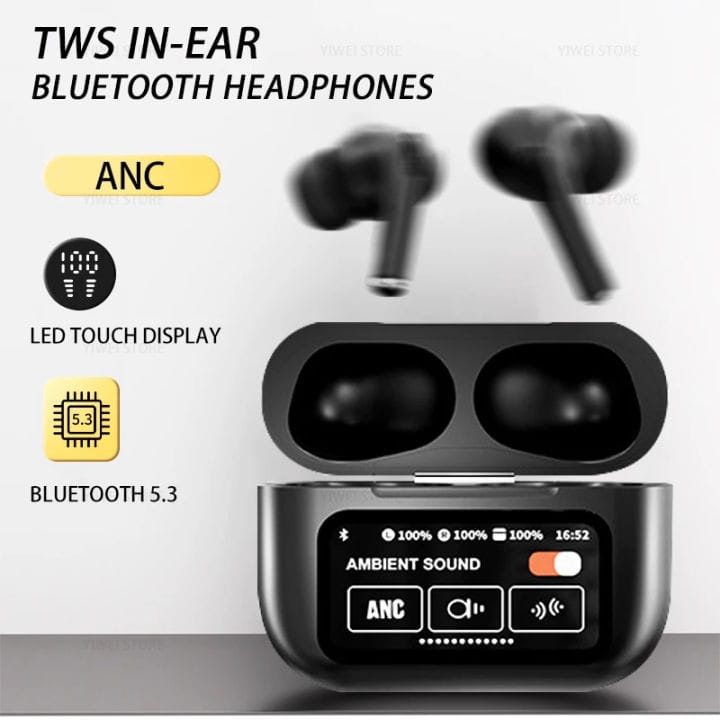 ANC A9 Wireless Earbuds ā Black | Active Noise Cancellation š | Bluetooth 5.1 | Deep Bass