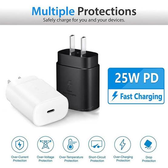 š Samsung Galaxy 25W Fast Charger Adapter + Cable ā” | USB-C Quick Charge