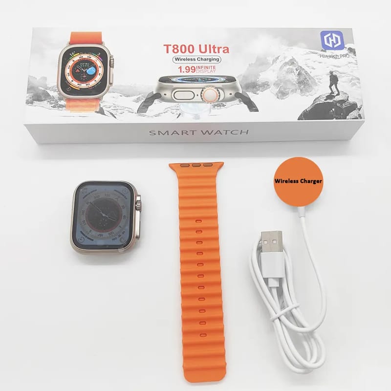 T800 Ultra 3 Smartwatch – Bluetooth Fitness Watch with Sports Modes & Health Tracking (Orange & Black)