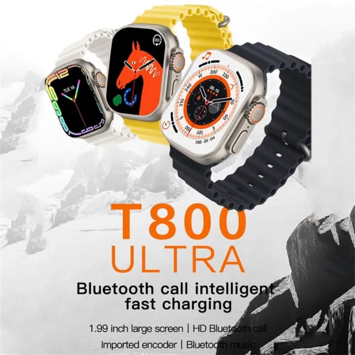 T800 Ultra 3 Smartwatch – Bluetooth Fitness Watch with Sports Modes & Health Tracking (Orange & Black)