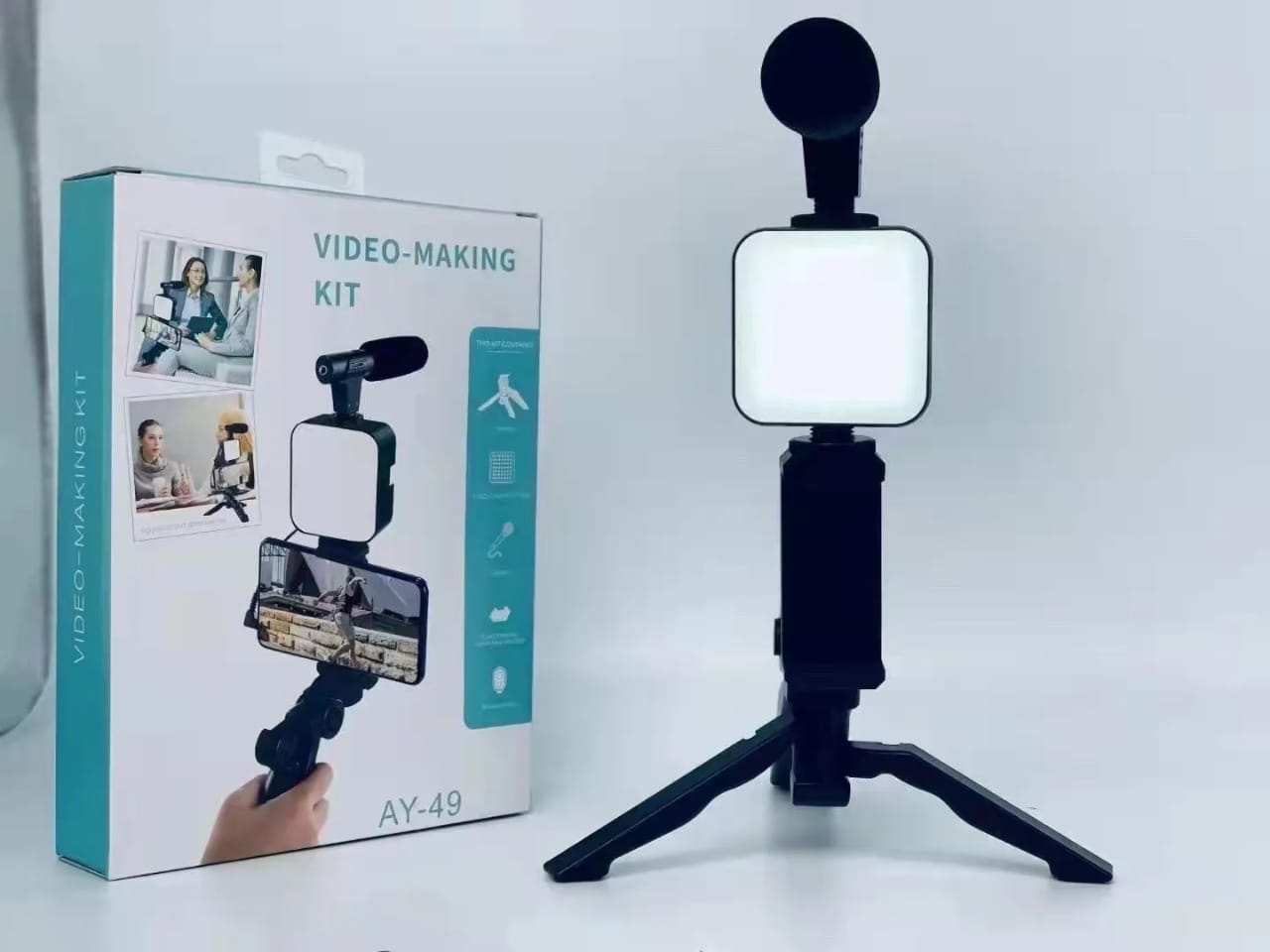 AY 49 Vlogging Kit with Microphone & Adjustable Stand
