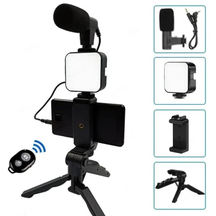 AY 49 Vlogging Kit with Microphone & Adjustable Stand