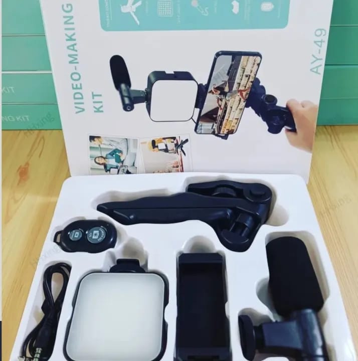 AY 49 Vlogging Kit with Microphone & Adjustable Stand