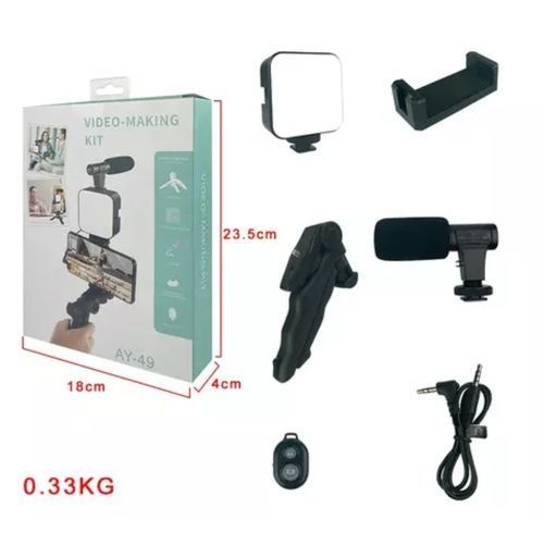 AY 49 Vlogging Kit with Microphone & Adjustable Stand