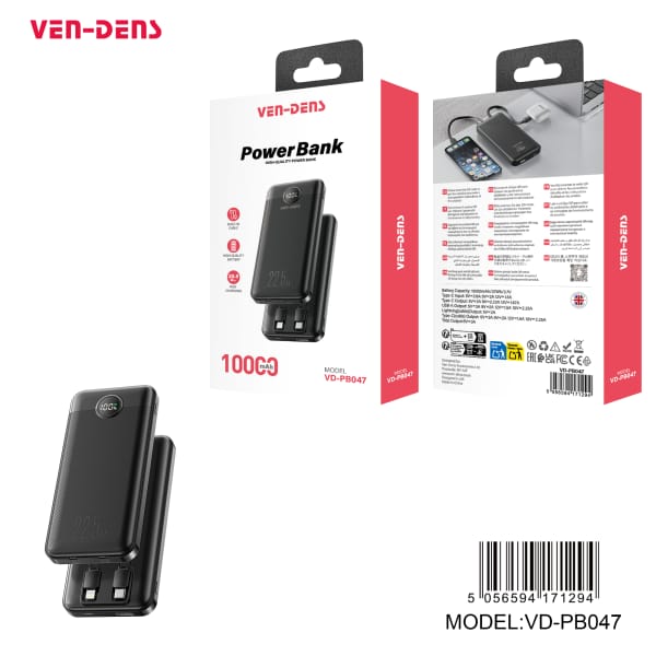 š VEN-DENS Power Bank 10000mAh ā PD 22.5W Fast Charging Portable Charger ā”