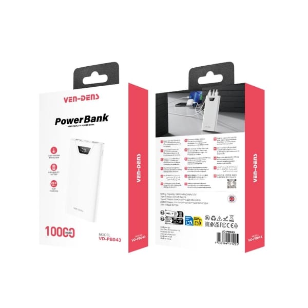 VEN-DENS VD-PB041 10000mAh Power Bank ๐ | Fast Charging, Dual USB Output & Slim Design โก๐ฑ