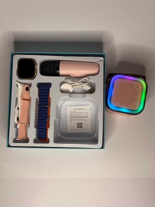 👉 CROWN K12 Ultra Smartwatch Bundle | 4 Straps + Bluetooth Speaker + Wireless Mic