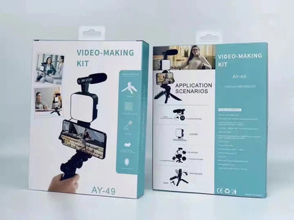 AY 49 Vlogging Kit with Microphone & Adjustable Stand